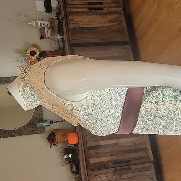 Mae Lace dress with Jabot Collar and attached slip - Picture 5 of 16